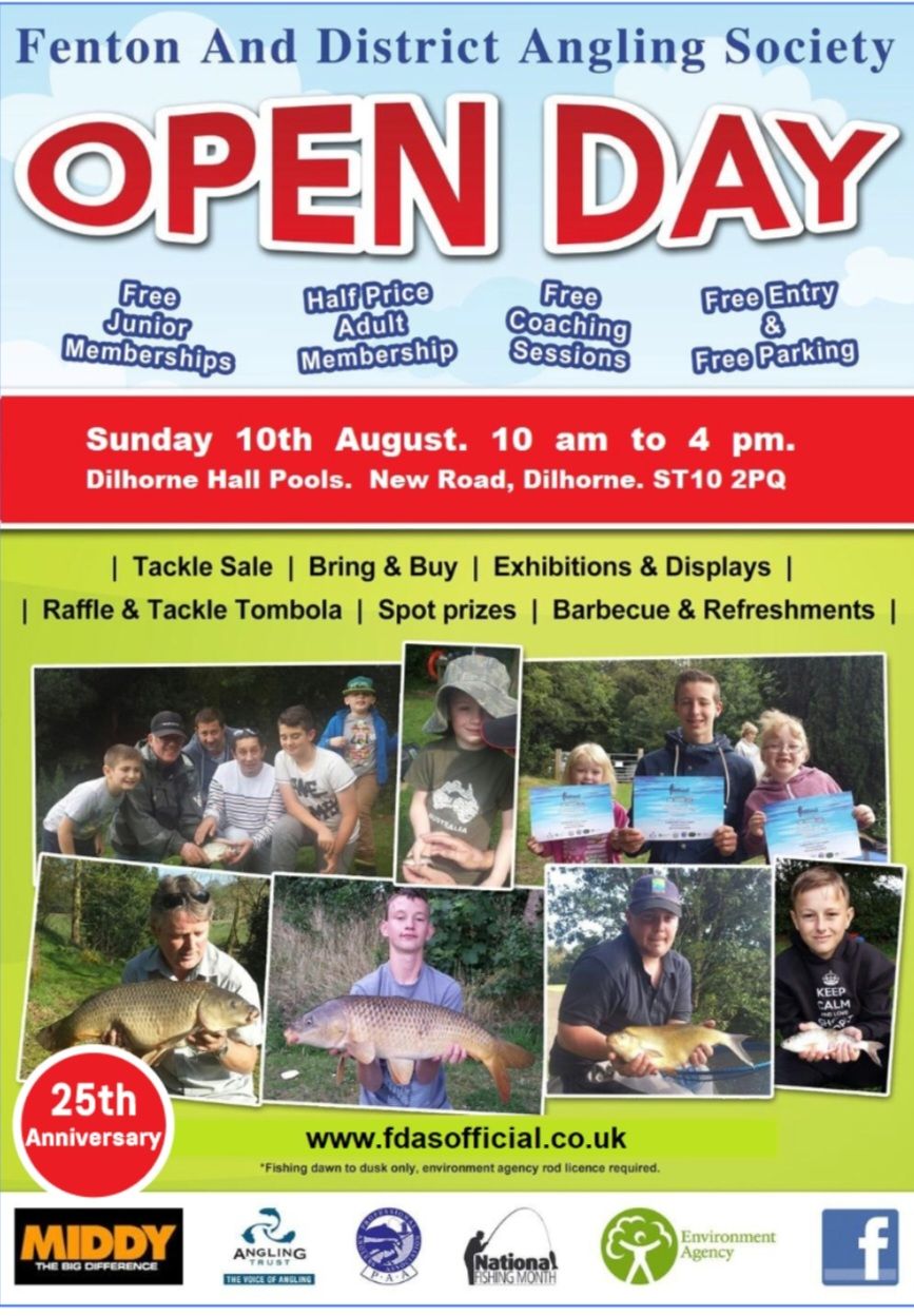 Open day 2025.  Fishing Waters in Stoke On Trent and Staffordshire